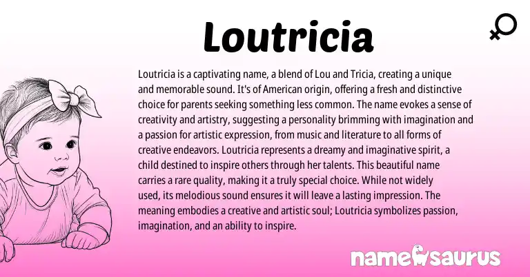 Infographic about Loutricia name meaning, Loutricia is a name from English origin(s).