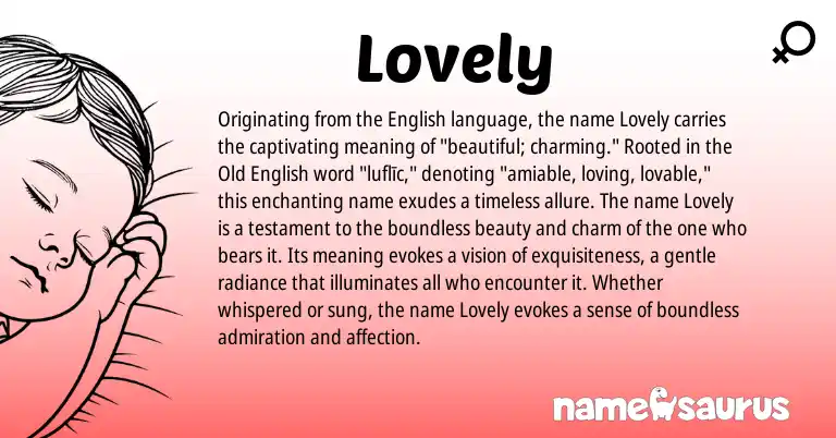 Infographic about Lovely name meaning, Lovely is a name from Old English, English origin(s).