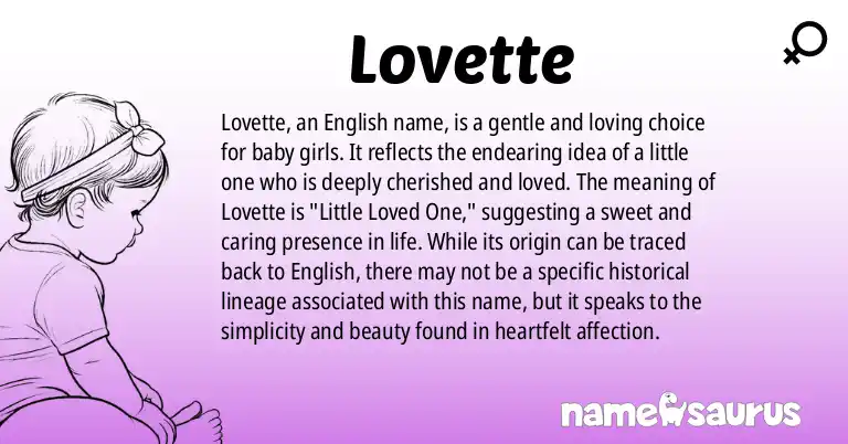 Infographic about Lovette name meaning, Lovette is a name from English origin(s).
