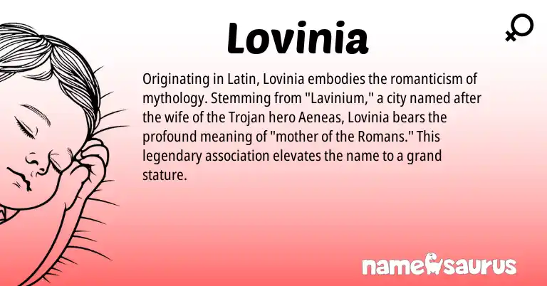 Infographic about Lovinia name meaning, Lovinia is a name from Latin origin(s).