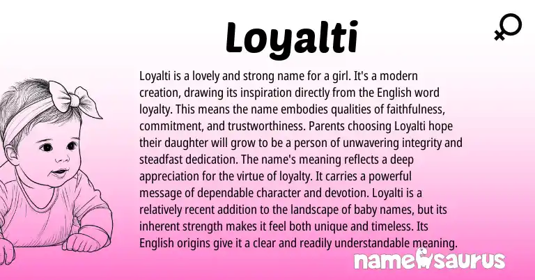 Infographic about Loyalti name meaning, Loyalti is a name from English origin(s).