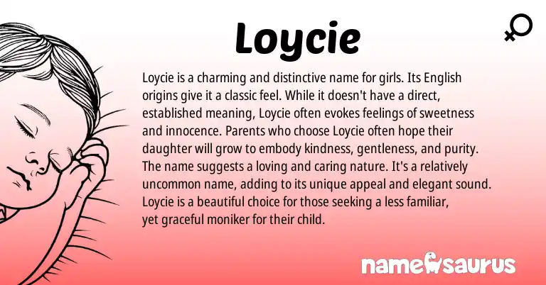 Infographic about Loycie name meaning, Loycie is a name from English origin(s).