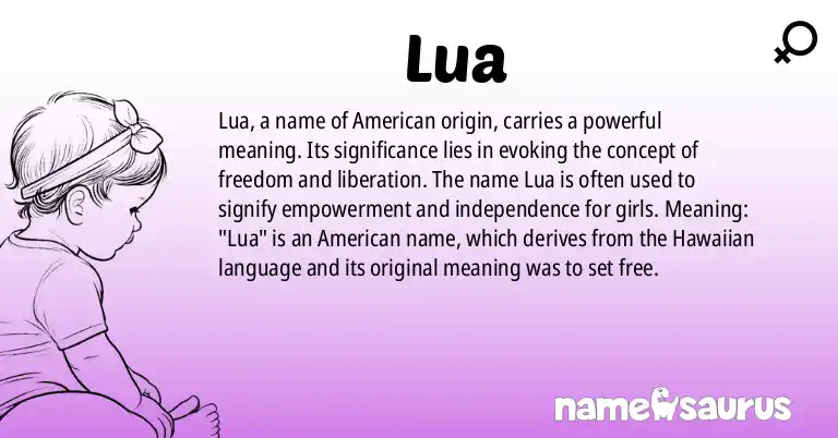 Infographic about Lua name meaning, Lua is a name from American origin(s).