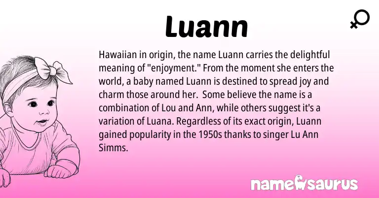 Infographic about Luann name meaning, Luann is a name from Hawaiian origin(s).