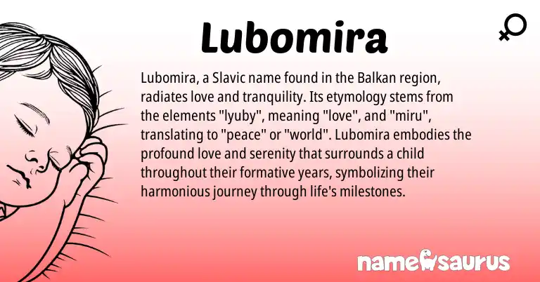 Infographic about Lubomira name meaning, Lubomira is a name from Slavic origin(s).