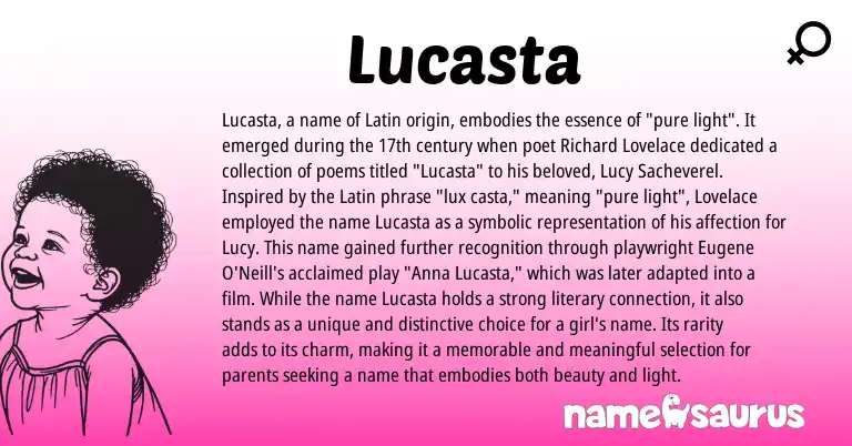 Infographic about Lucasta name meaning, Lucasta is a name from Latin origin(s).