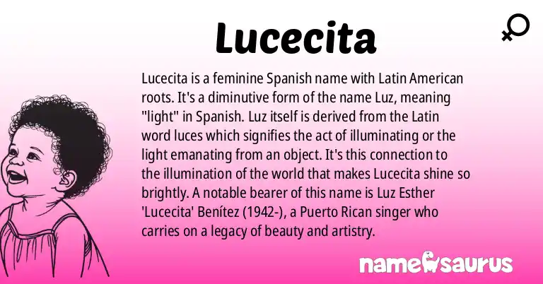 Infographic about Lucecita name meaning, Lucecita is a name from Spanish (Latin American) origin(s).