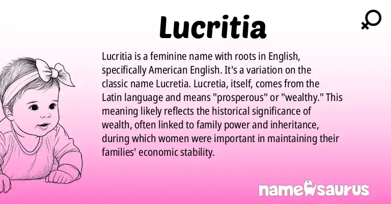 Infographic about Lucritia name meaning, Lucritia is a name from English (American) origin(s).