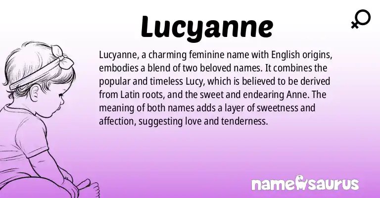 Infographic about Lucyanne name meaning, Lucyanne is a name from English origin(s).