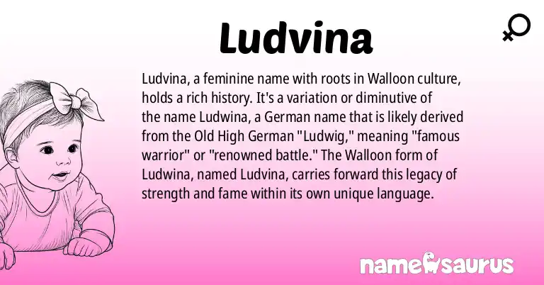Infographic about Ludvina name meaning, Ludvina is a name from Walloon origin(s).