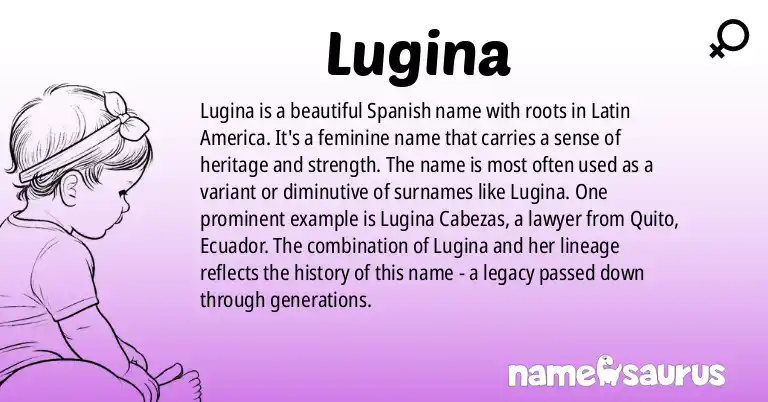 Infographic about Lugina name meaning, Lugina is a name from Spanish (Latin American) origin(s).