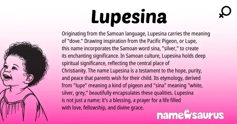 Infographic about Lupesina name meaning, Lupesina is a name from Christianity, Samoan origin(s).