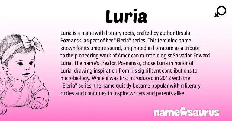Infographic about Luria name meaning, Luria is a name from Literature origin(s).