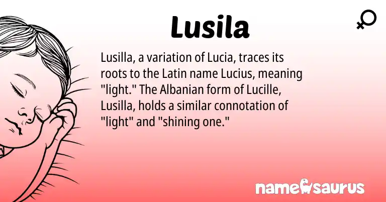 Infographic about Lusila name meaning, Lusila is a name from Latin, Albanian origin(s).