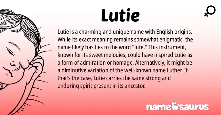 Infographic about Lutie name meaning, Lutie is a name from English origin(s).