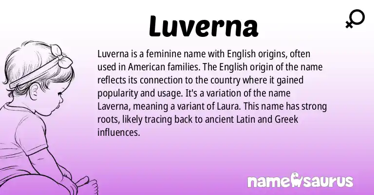 Infographic about Luverna name meaning, Luverna is a name from English (American) origin(s).