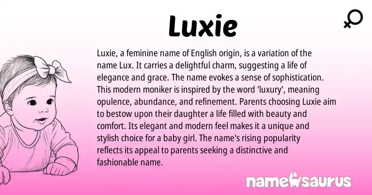Infographic about Luxie name meaning, Luxie is a name from Latin origin(s).
