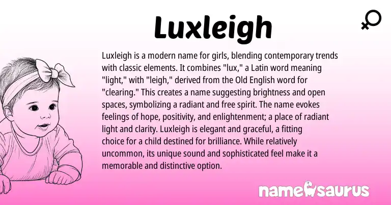 Infographic about Luxleigh name meaning, Luxleigh is a name from English origin(s).