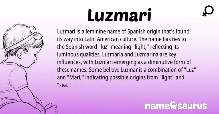 Infographic about Luzmari name meaning, Luzmari is a name from Spanish (Latin American) origin(s).