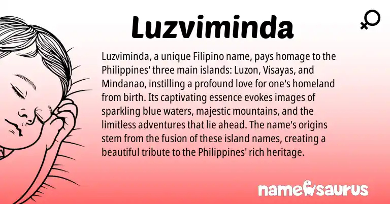 Infographic about Luzviminda name meaning, Luzviminda is a name from Philippines, Filipino origin(s).