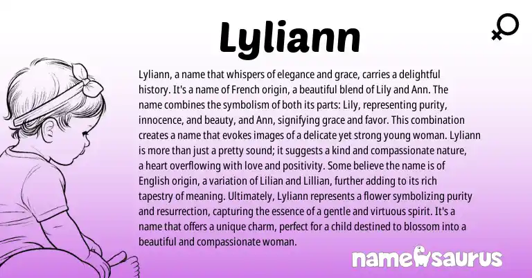 Infographic about Lyliann name meaning, Lyliann is a name from Hebrew, French, English origin(s).