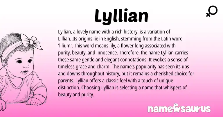 Infographic about Lyllian name meaning, Lyllian is a name from Latin origin(s).