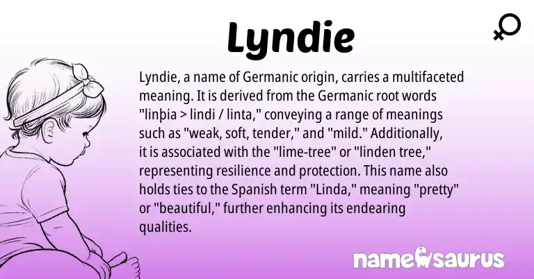Infographic about Lyndie name meaning, Lyndie is a name from Spanish, Germanic origin(s).