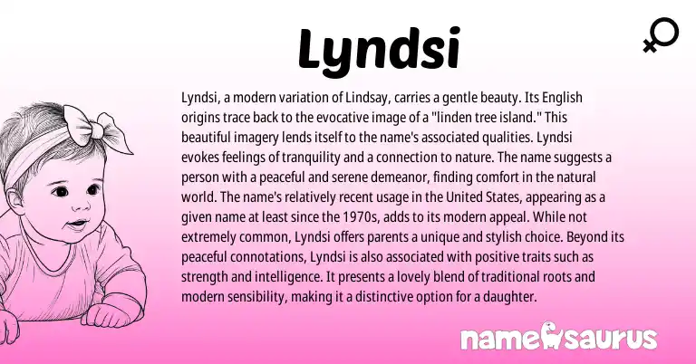 Infographic about Lyndsi name meaning, Lyndsi is a name from English origin(s).