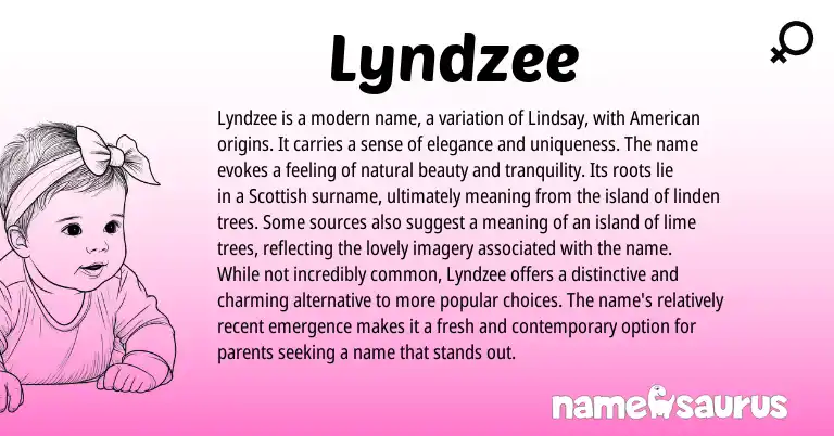 Infographic about Lyndzee name meaning, Lyndzee is a name from English, Scottish, American origin(s).