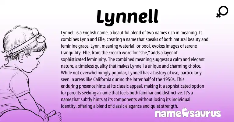 Infographic about Lynnell name meaning, Lynnell is a name from French, English, American origin(s).