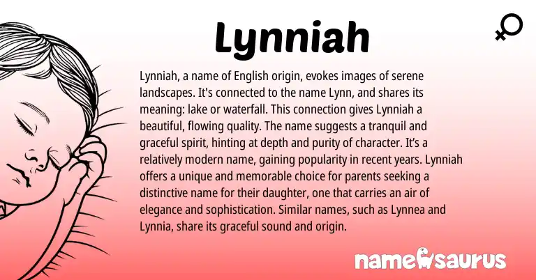 Infographic about Lynniah name meaning, Lynniah is a name from English origin(s).