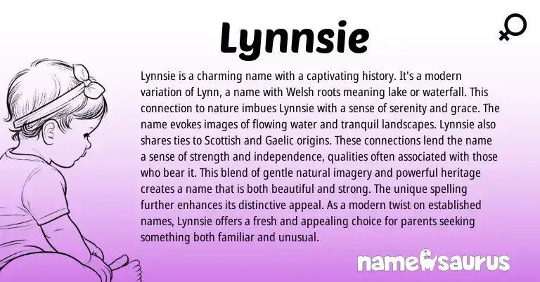 Infographic about Lynnsie name meaning, Lynnsie is a name from Welsh, English origin(s).