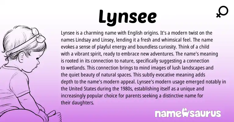 Infographic about Lynsee name meaning, Lynsee is a name from English, Other origin(s).