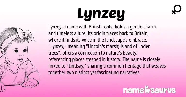 Infographic about Lynzey name meaning, Lynzey is a name from British origin(s).