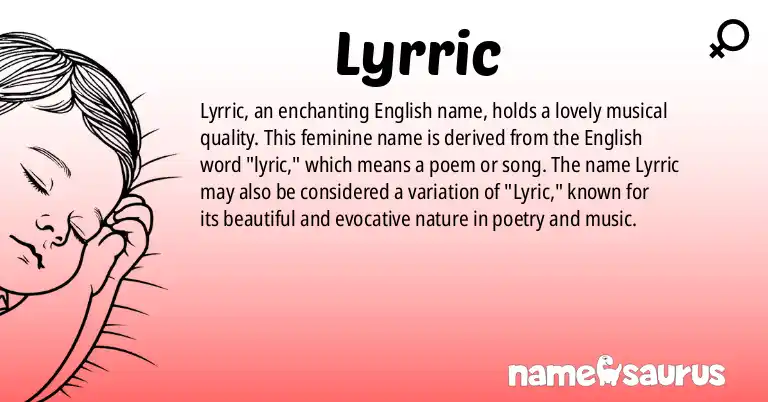 Infographic about Lyrric name meaning, Lyrric is a name from English (American) origin(s).