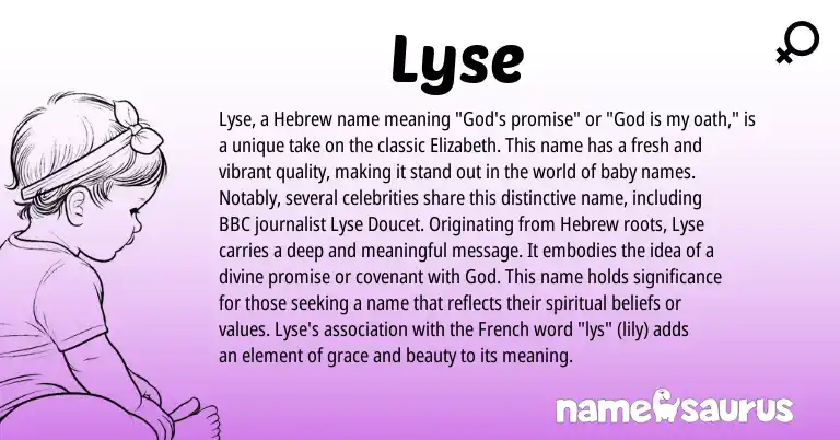 Infographic about Lyse name meaning, Lyse is a name from French, Hebrew origin(s).