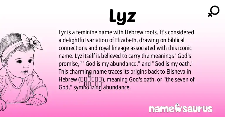 Infographic about Lyz name meaning, Lyz is a name from Hebrew origin(s).