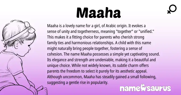 Infographic about Maaha name meaning, Maaha is a name from Persian, Arabic origin(s).