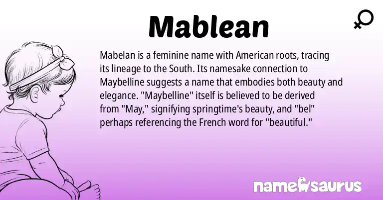 Infographic about Mablean name meaning, Mablean is a name from American (South) origin(s).