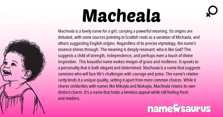 Infographic about Macheala name meaning, Macheala is a name from Scottish origin(s).