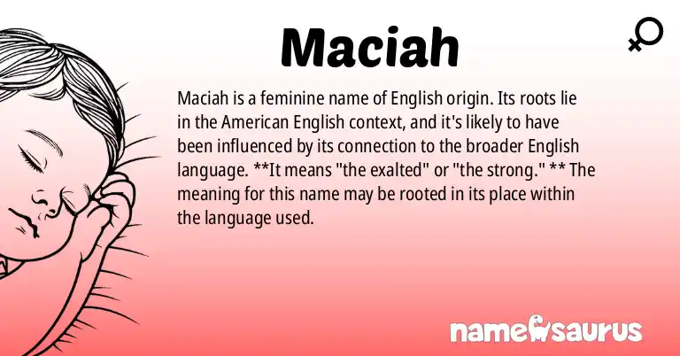 Infographic about Maciah name meaning, Maciah is a name from English (American) origin(s).