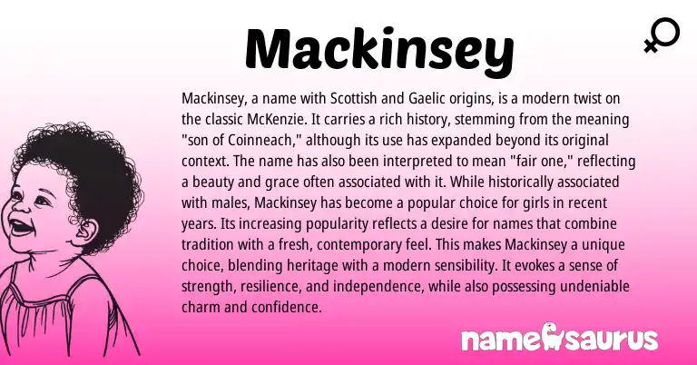Infographic about Mackinsey name meaning, Mackinsey is a name from Scottish origin(s).