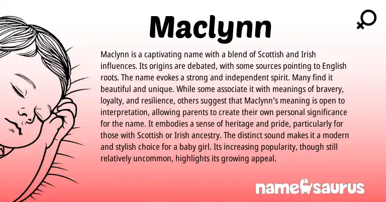 Infographic about Maclynn name meaning, Maclynn is a name from Scottish, Irish origin(s).