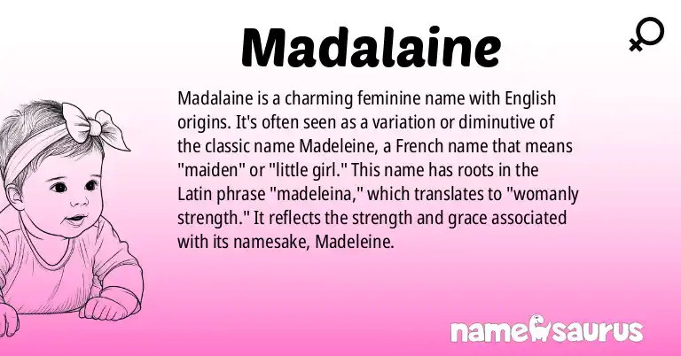 Infographic about Madalaine name meaning, Madalaine is a name from English origin(s).