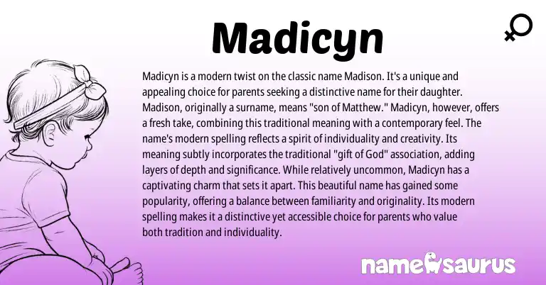 Infographic about Madicyn name meaning, Madicyn is a name from Other origin(s).
