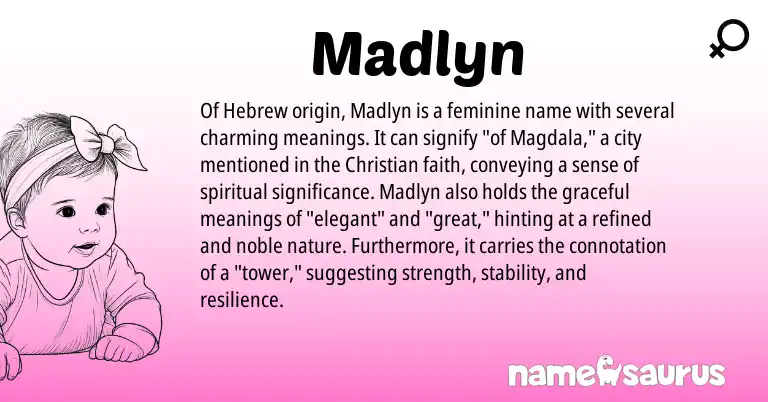 Infographic about Madlyn name meaning, Madlyn is a name from Hebrew origin(s).