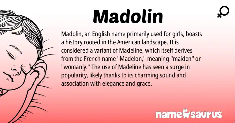 Infographic about Madolin name meaning, Madolin is a name from English (American) origin(s).