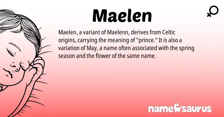 Infographic about Maelen name meaning, Maelen is a name from Celtic origin(s).
