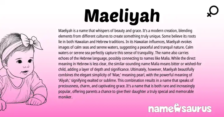 Infographic about Maeliyah name meaning, Maeliyah is a name from Other origin(s).