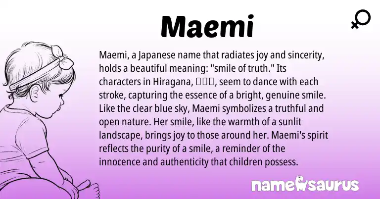 Infographic about Maemi name meaning, Maemi is a name from Japanese origin(s).